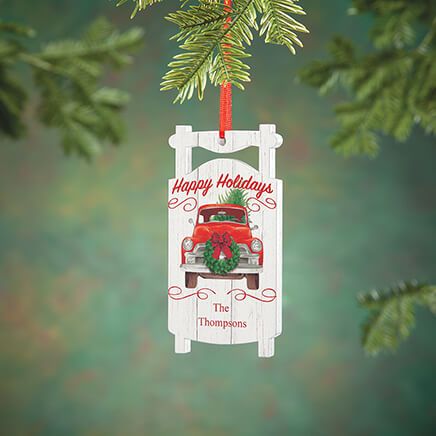 View product details for Personalized Red Truck Sled Ornament