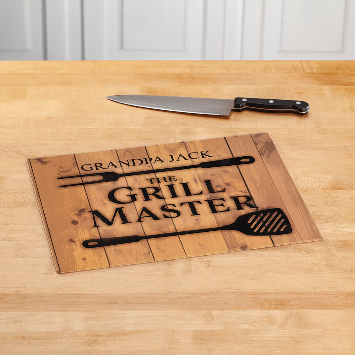 Personalized Grill Master Glass Cutting Board + '-' + 378125