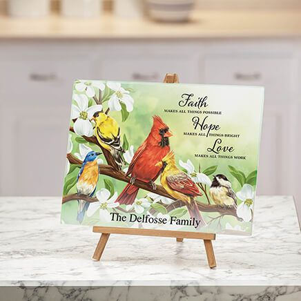Personalized Faith, Hope & Love Bird Glass Cutting Board-378126