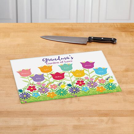 Personalized Garden of Love Glass Cutting Board-378128