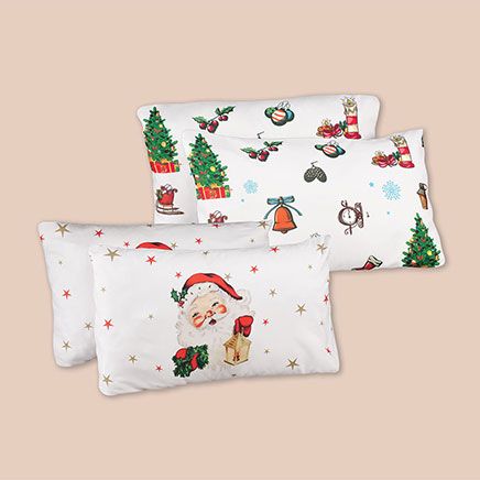 View product details for Holiday Printed Microfiber Pillowcases By OakRidge™, Set of 2