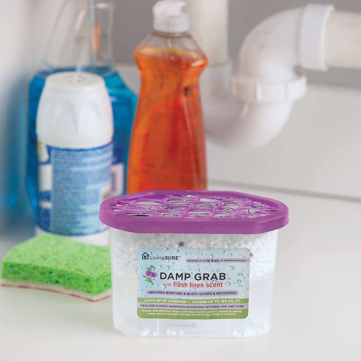 Damp Grab Fresh Linen Scent by LivingSURE™, Set of 48 + '-' + 378267