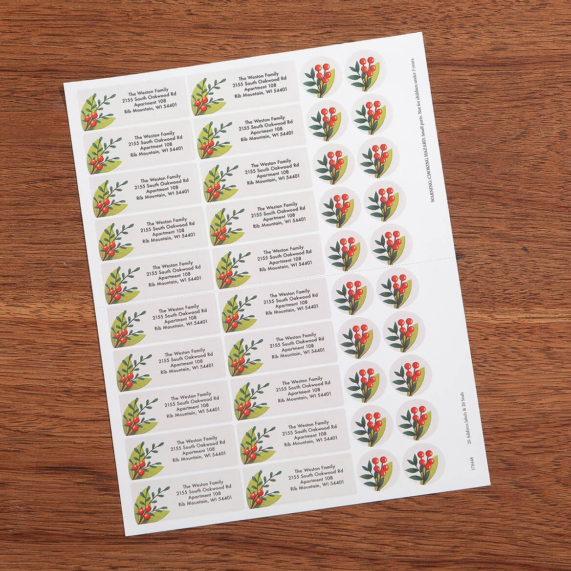 Personalized Floral Border Labels & Seals, Set of 20 + '-' + 378448