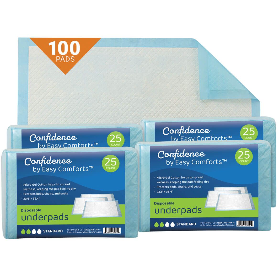 Confidence by Easy Comforts™ Disposable Underpads, Case + '-' + 378484