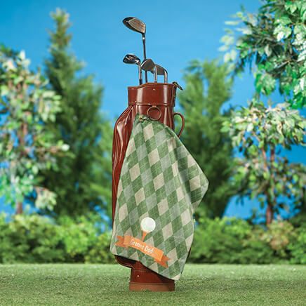 Personalized Green Argyle Golf Towel-378681