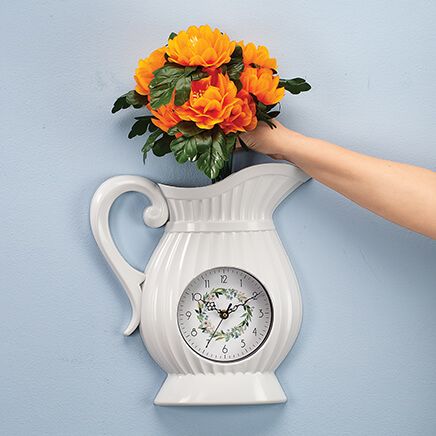 Pitcher Wall Clock with Flower Vessel by OakRidge™-378708
