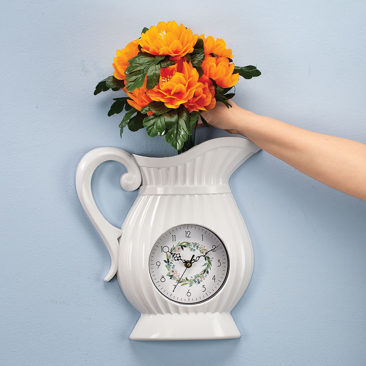 Pitcher Wall Clock with Flower Vessel by OakRidge™ + '-' + 378708