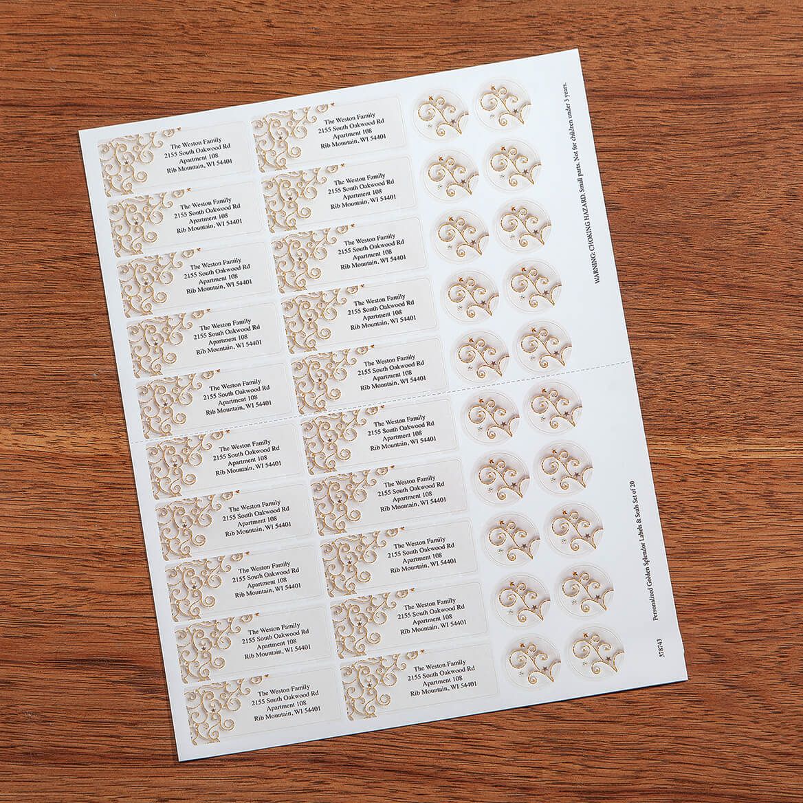 Personalized Golden Splendor Labels & Seals, Set of 20 + '-' + 378743