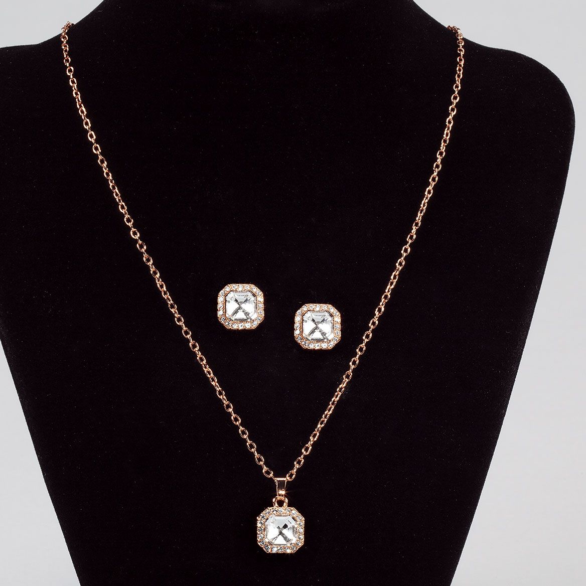 Halo Crystal Pendant and Earring Set + '-' + 378784