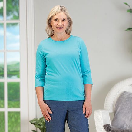 Women's Three-Quarter Sleeve Knit Top-378917