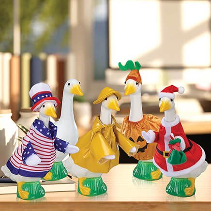 Gaggleville® 7"H Desktop Goose Statue with All-Seasons Outfit Bundle-378951
