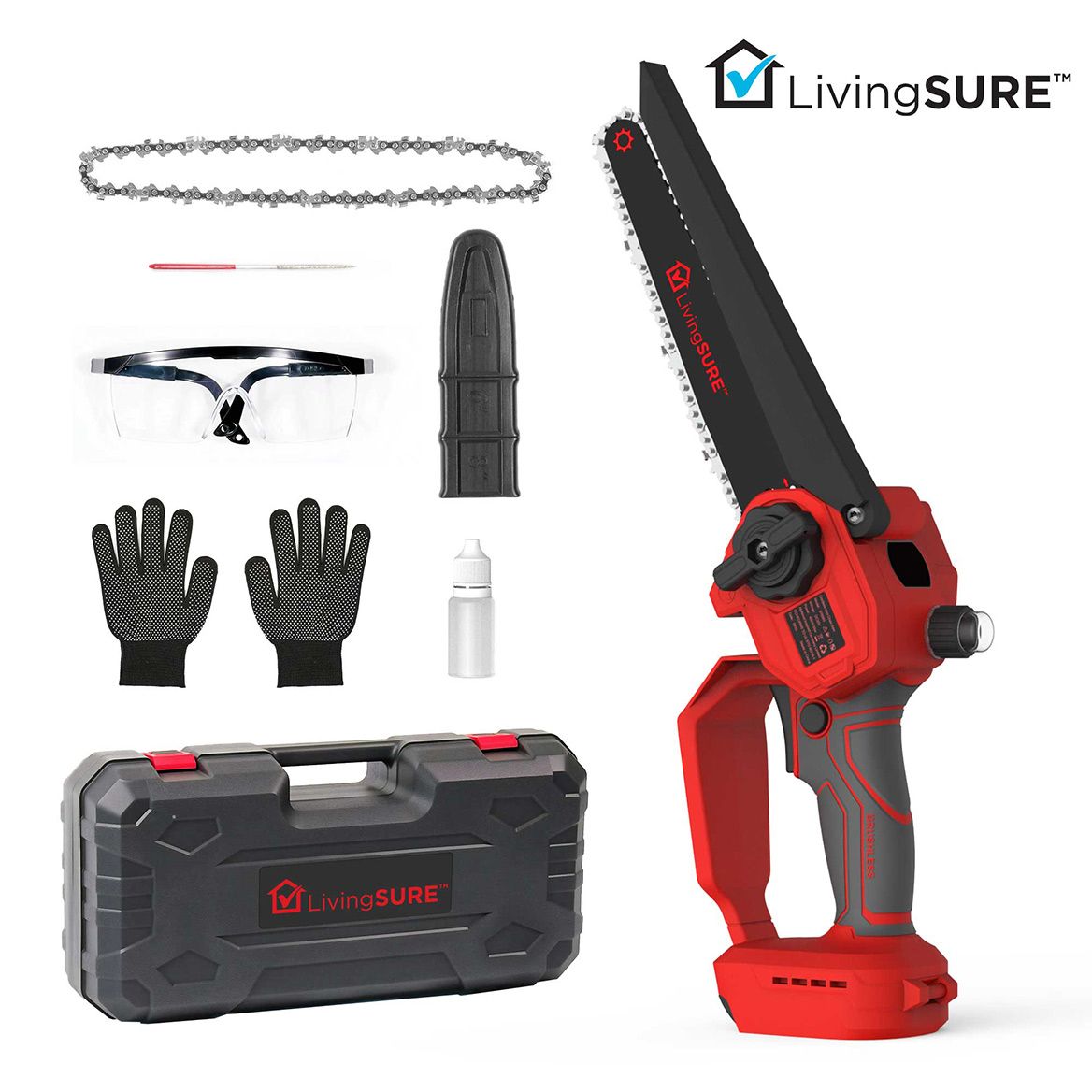 Cordless 8" Mini Chainsaw By LivingSURE™ + '-' + 378993