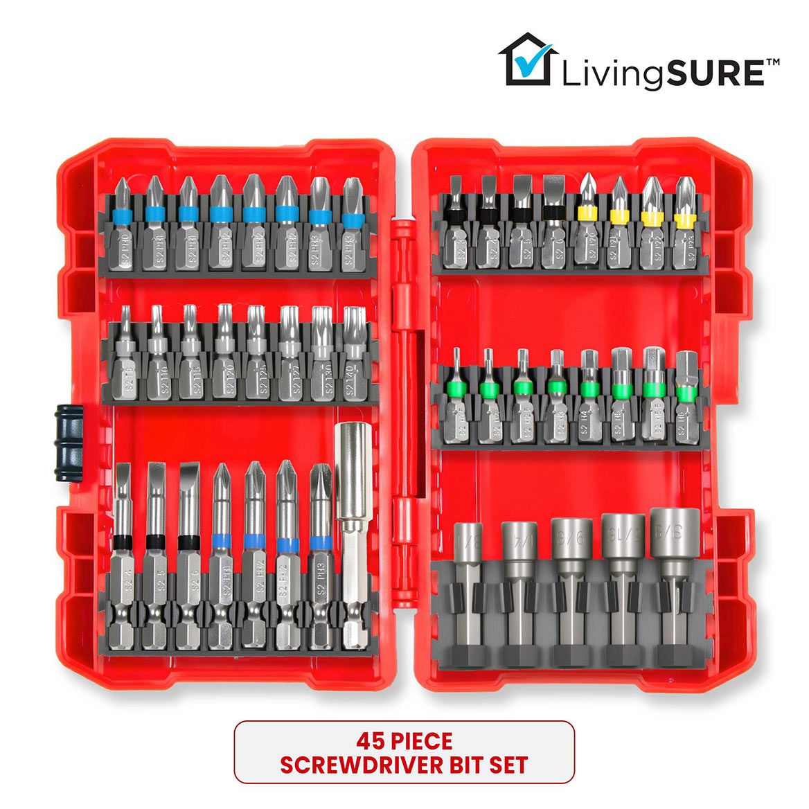 45-Piece Screwdriver Bit Set By LivingSURE™ + '-' + 379006