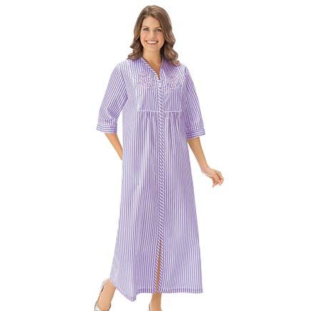 Seersucker Embroidered Lounger-379541