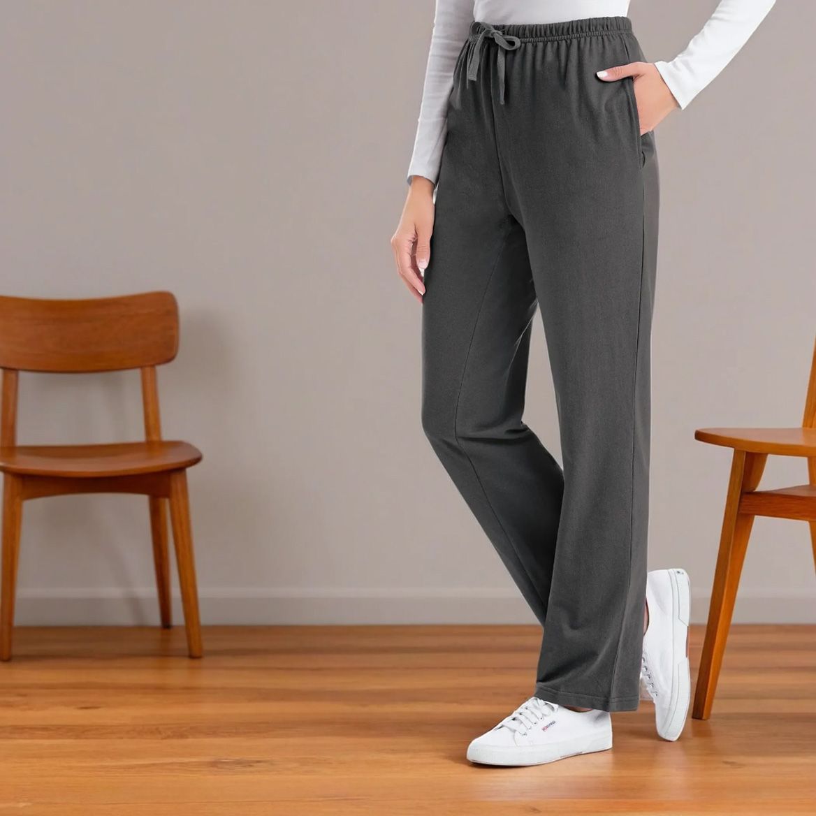 Drawstring Knit Pants + '-' + 379611