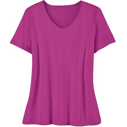 Soft Knit V-Neck Tee-379629