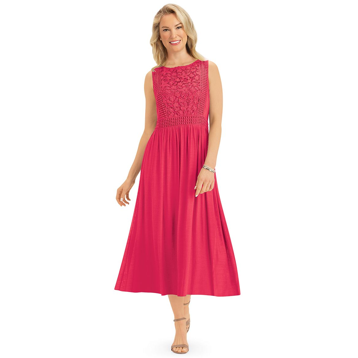 Lace Bodice Sleeveless Dress + '-' + 379634