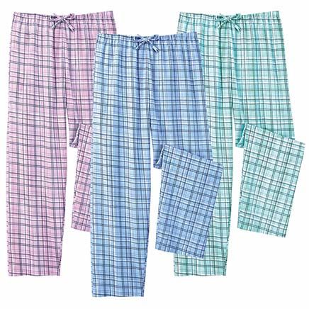 Pastel Plaid Women's Pajama Pants, Set of 3-379645