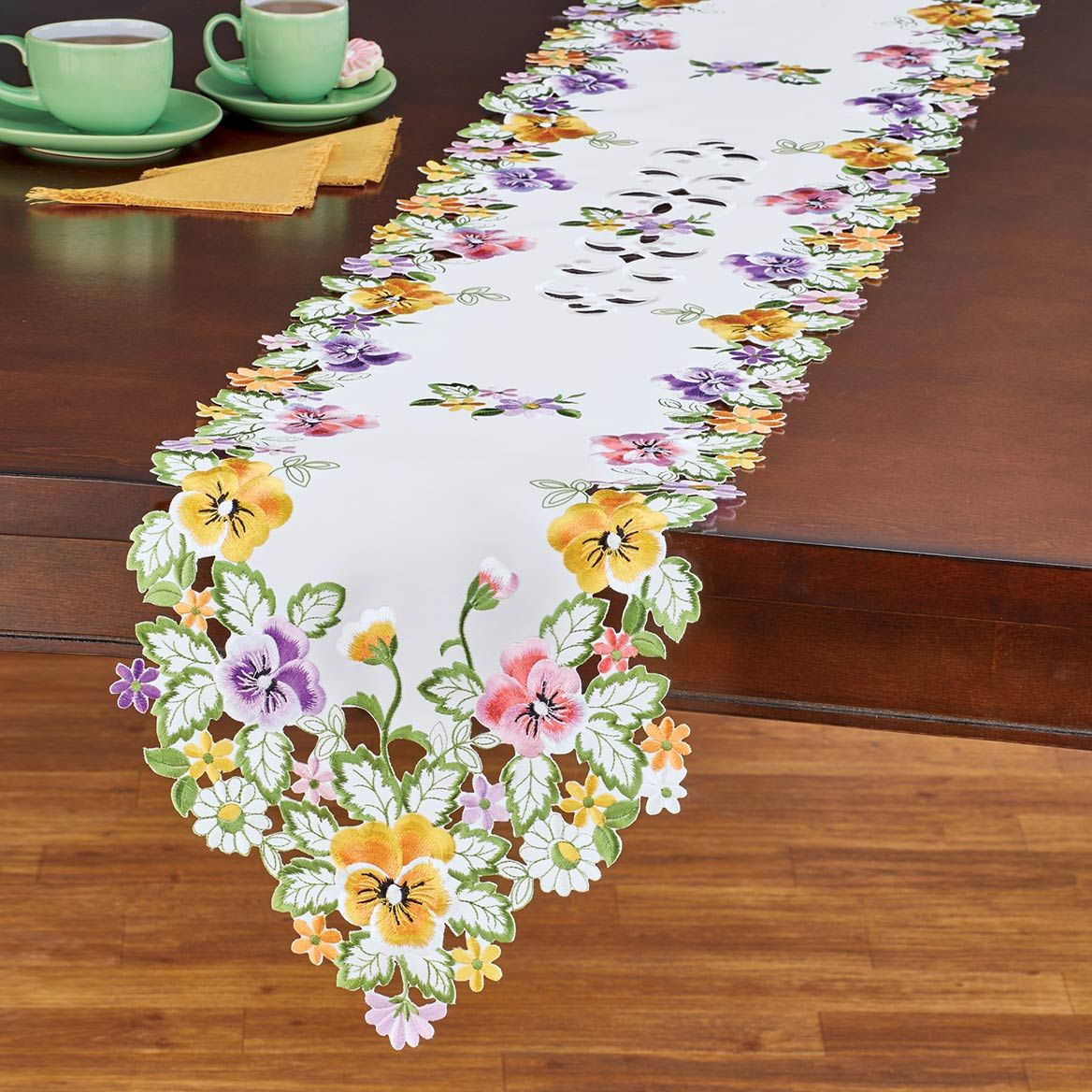 Colorful Pansies Table Topper + '-' + 379700