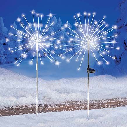 Set of 2 Solar Starburst Stake Lights-379706