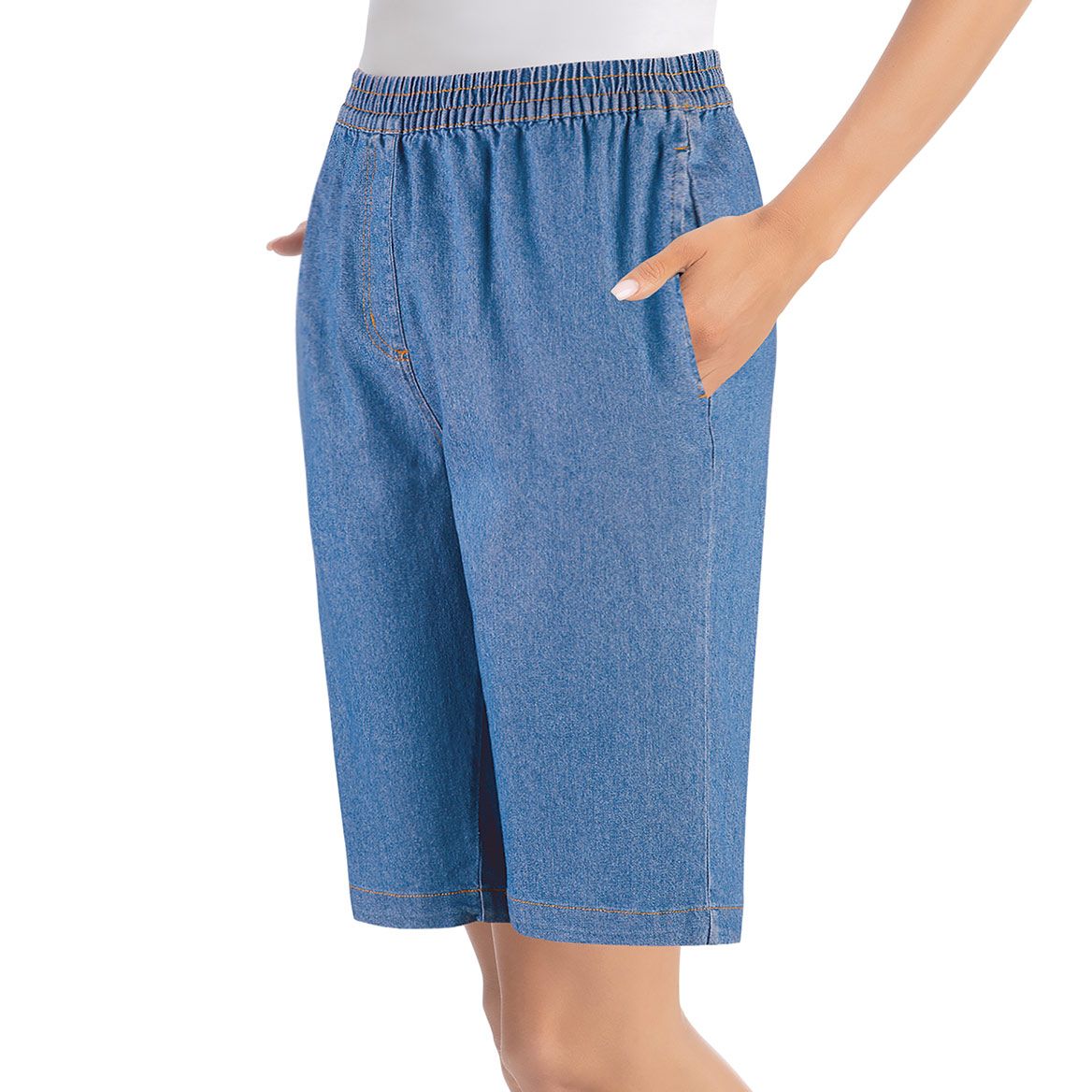 Stretch Denim Bermudas + '-' + 379724