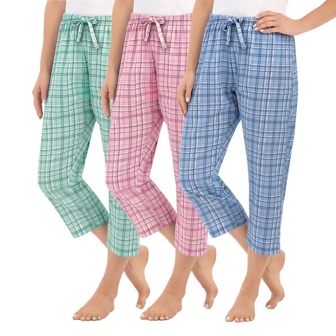 Plaid Women's Pajama Capris, 3 Pair + '-' + 379740