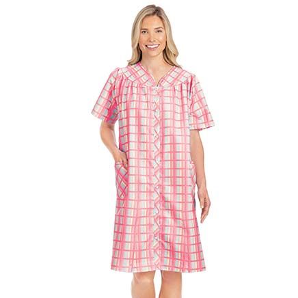 Plaid Snap-Front Robe-379758