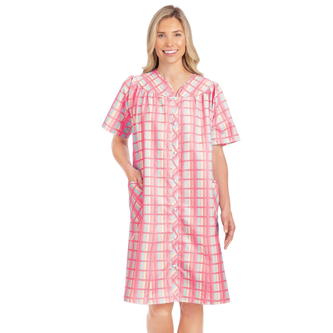 Plaid Snap-Front Robe + '-' + 379758