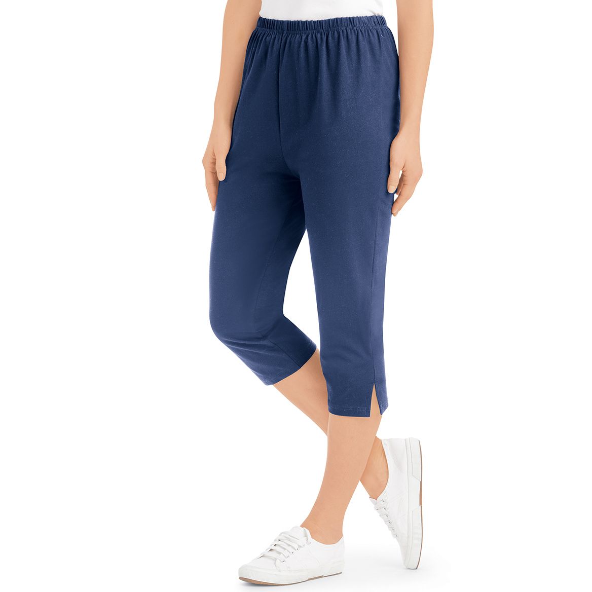 Split Hem Capri Leggings + '-' + 379776