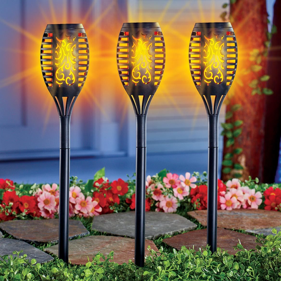 Solar Dancing Flame Stakes, Set of 3 + '-' + 379831