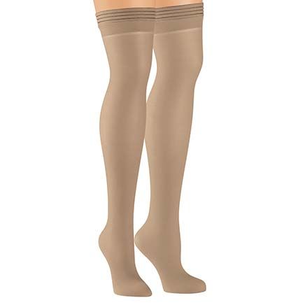 Non-Run Compression Thigh-Highs With Cotton Soles, 3 Pair-379861