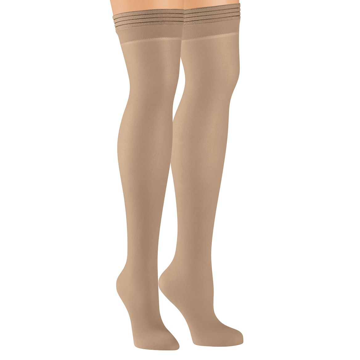 Non-Run Compression Thigh-Highs With Cotton Soles, 3 Pair + '-' + 379861
