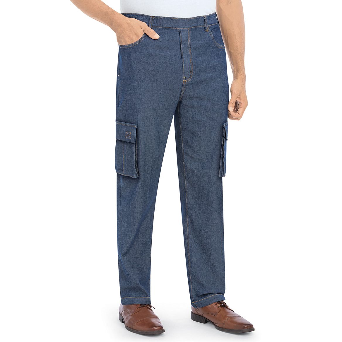 Men's Double Cargo Pocket Pull-On Jeans + '-' + 379875