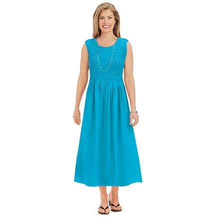 Smocked Woven Dress-379879