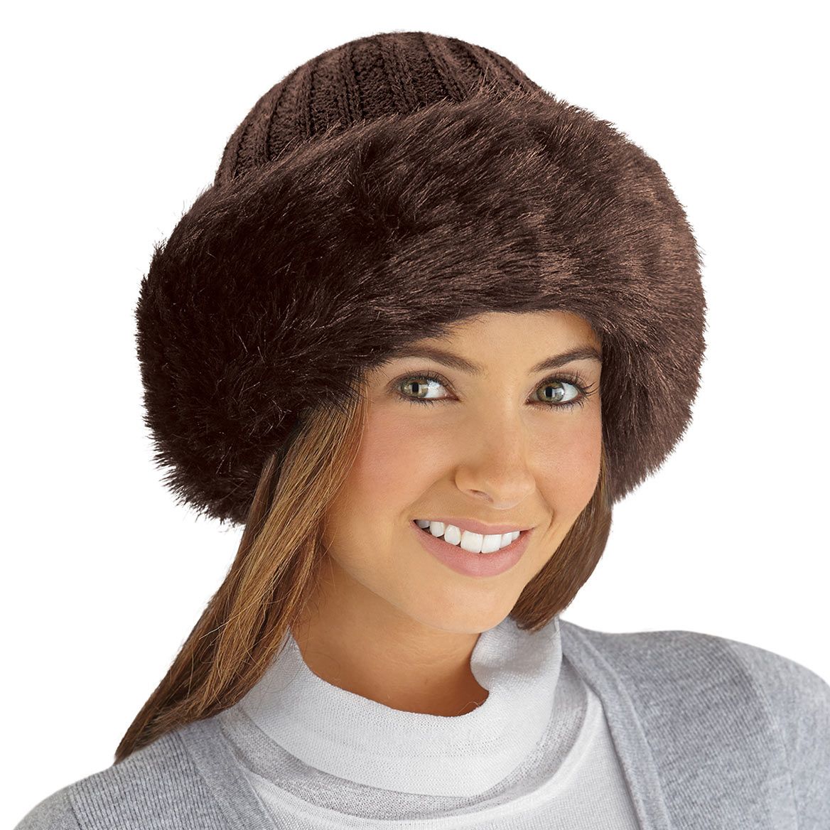 Faux Fur Trimmed Hat + '-' + 380006