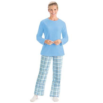 Fleece PJ Set with Plaid Pants-380013