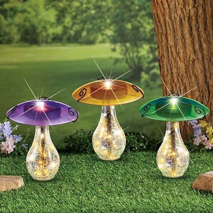 Glass Mushroom Solar Stake-380023