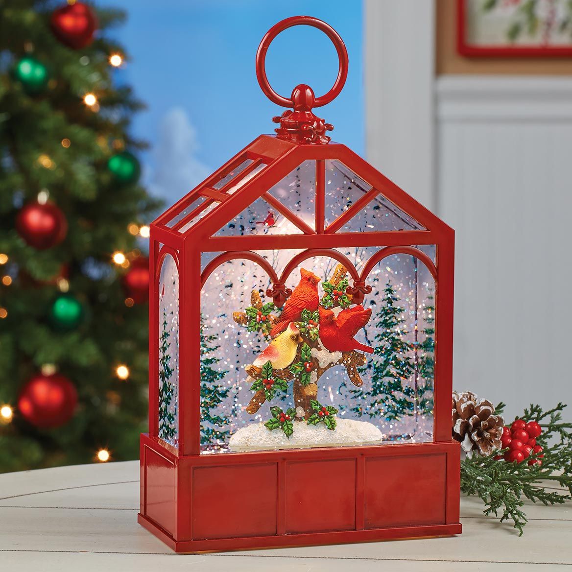 Lighted Cardinal Snow Lantern + '-' + 380048