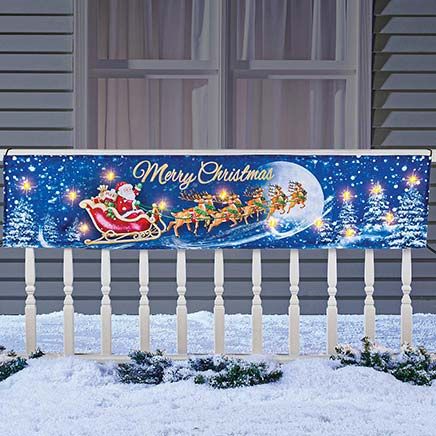 Lighted Santa Sleigh Banner-380053