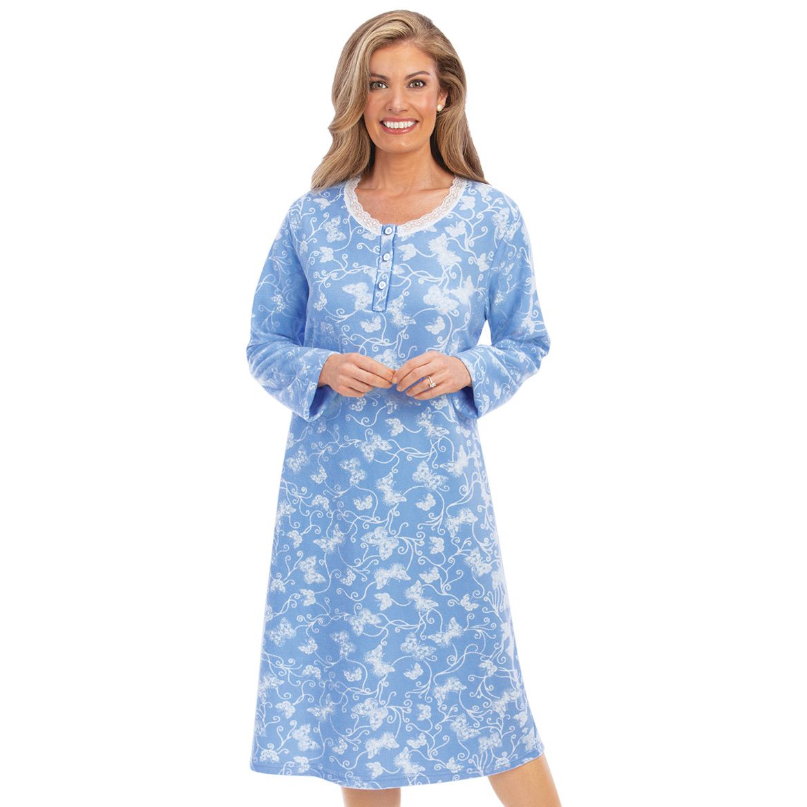 Plush Butterfly Print Nightgown + '-' + 380075