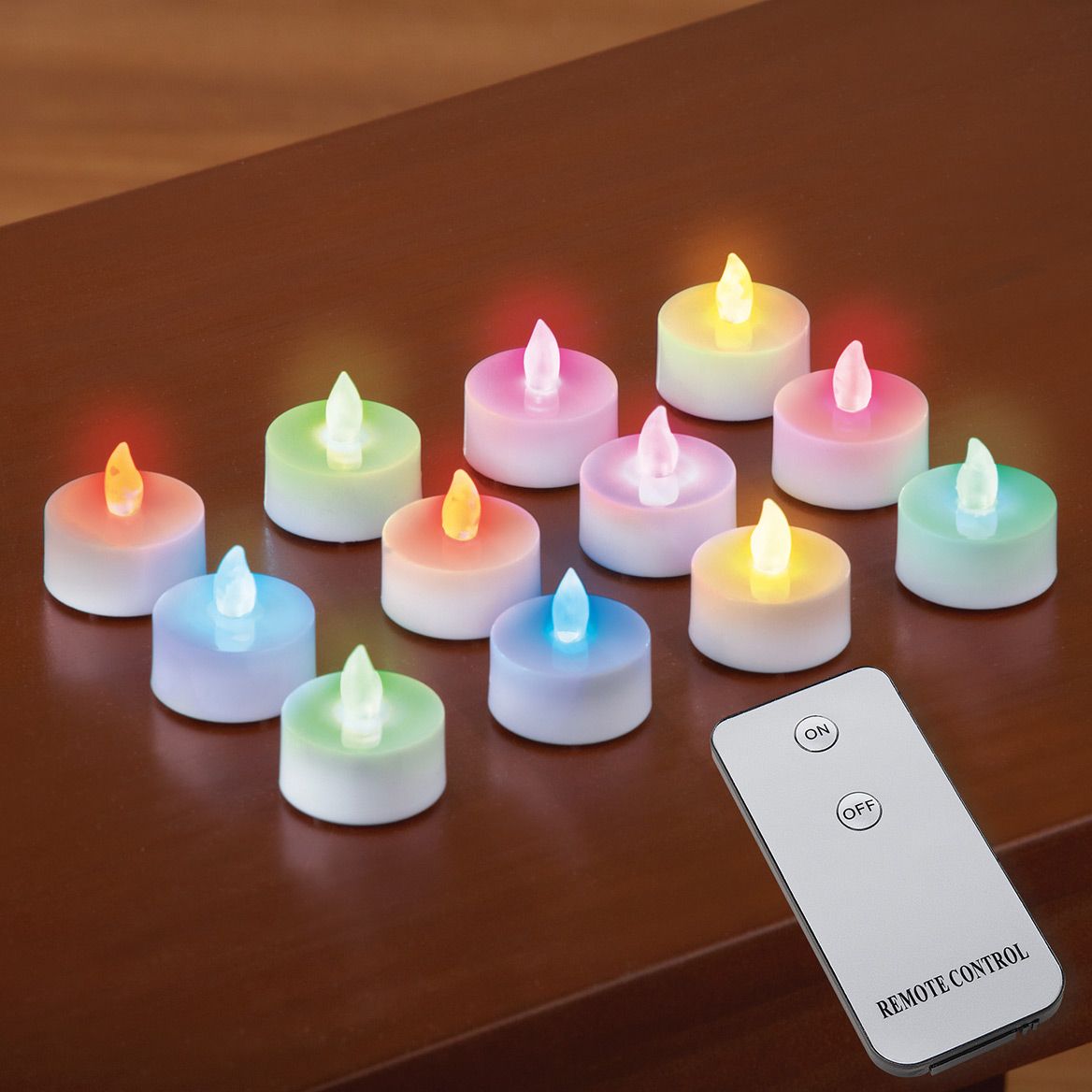 LED Tealights with Remote, Set of 12 + '-' + 380091