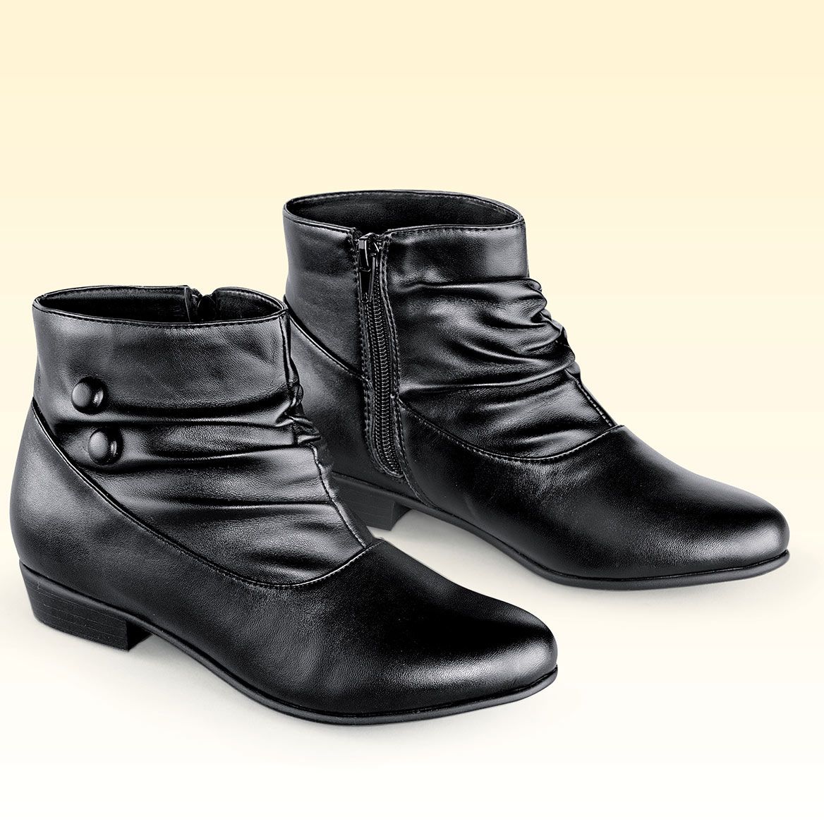 Scrunched Button Detail Boots + '-' + 380095