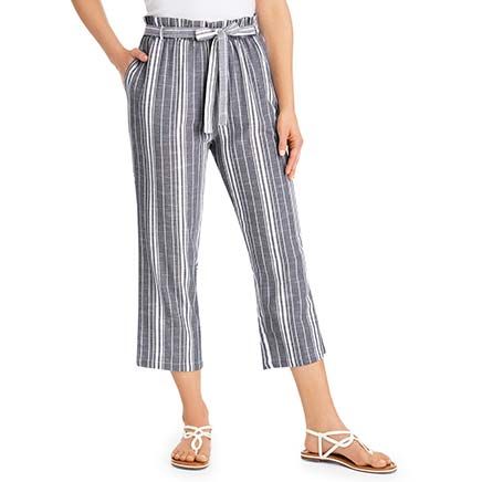 Striped Tie-Waist Capris-380112
