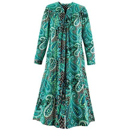 Paisley Zip-Front Fleece Robe-380158