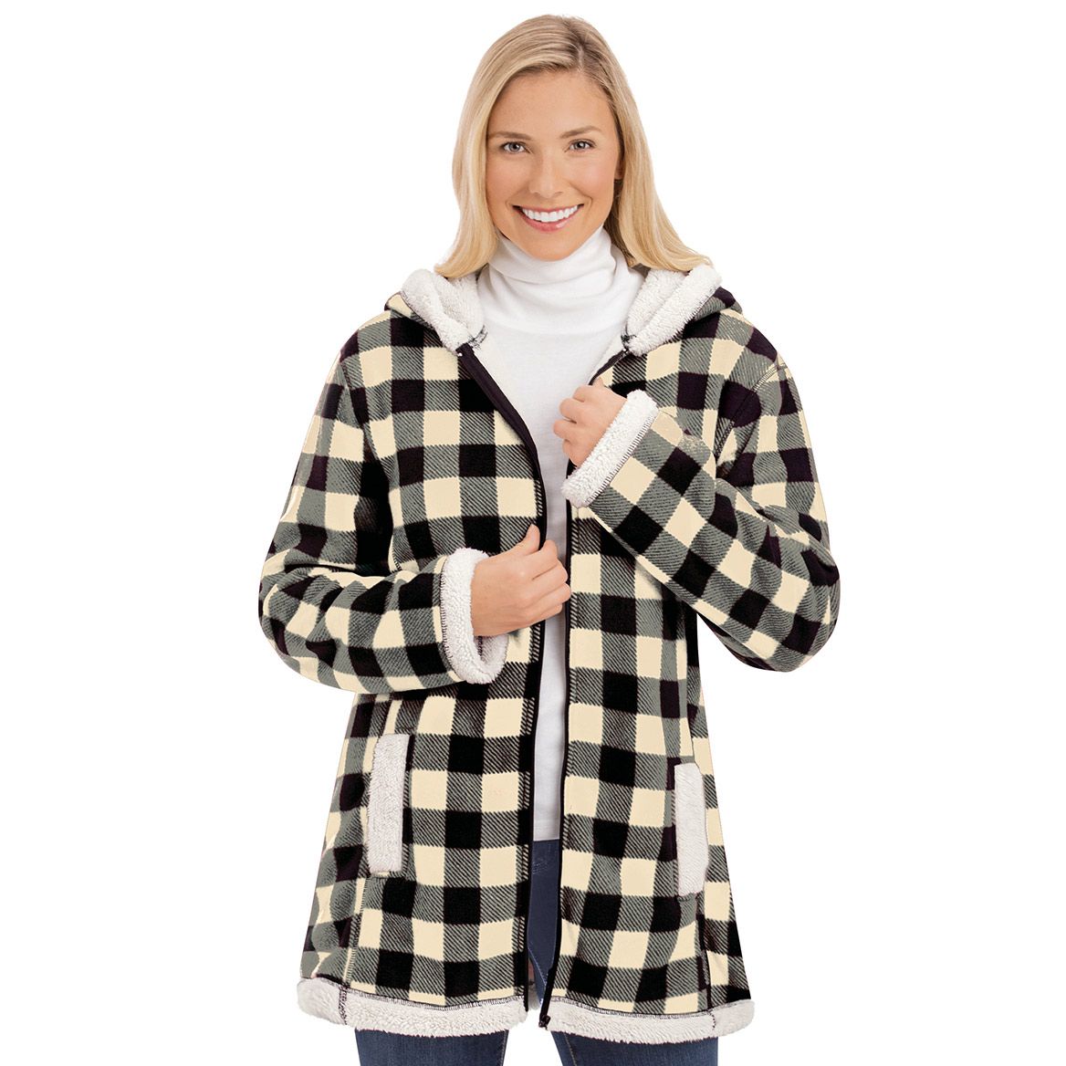 Buffalo Check Sherpa Lined Fleece Jacket + '-' + 380226