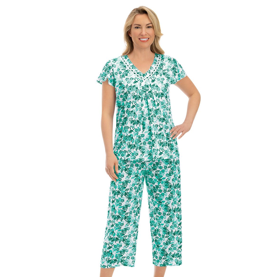 Floral Print Capri PJ Set + '-' + 380234