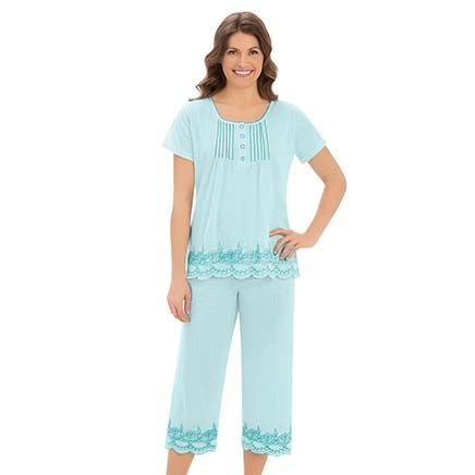 Embroidered Border PJ Set-380245