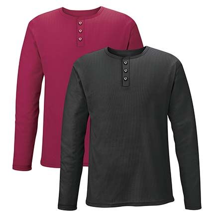Men's Henley Waffle Tees, Set of 2-380254
