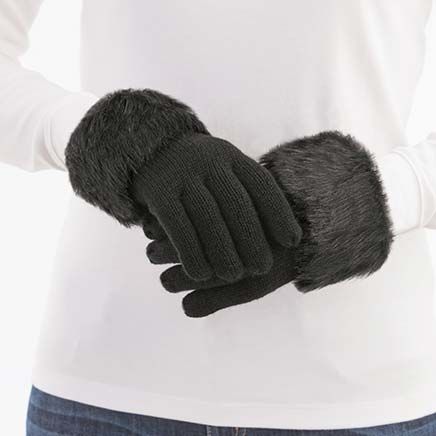 Foxy Faux Fur Trimmed Gloves-380281