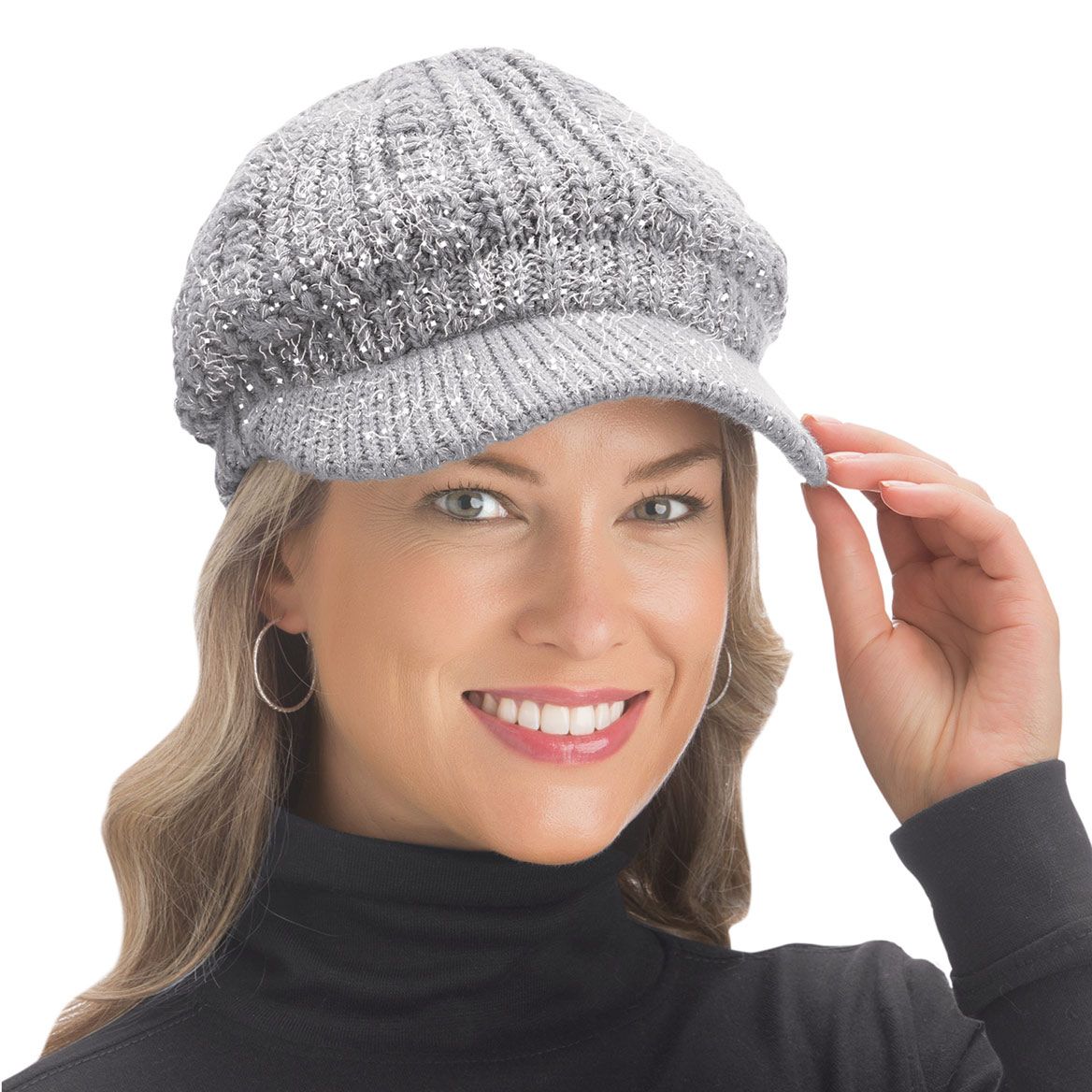 Lurex Cable Knit Hat + '-' + 380282